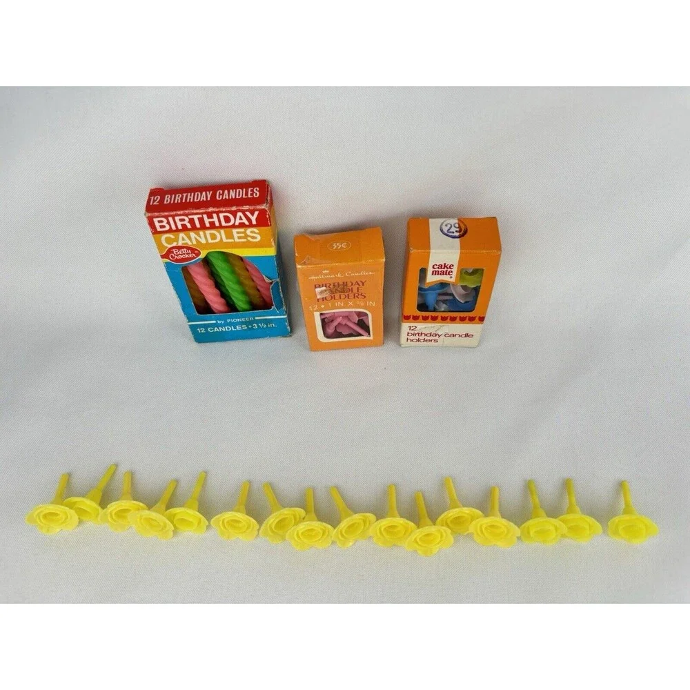 Lot Of 40 Vintage Candle Holders And Candles - Cake Mate‎ Hallmark Betty Crocker